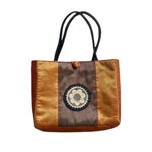 Vintage silk embroidered boho tote tote